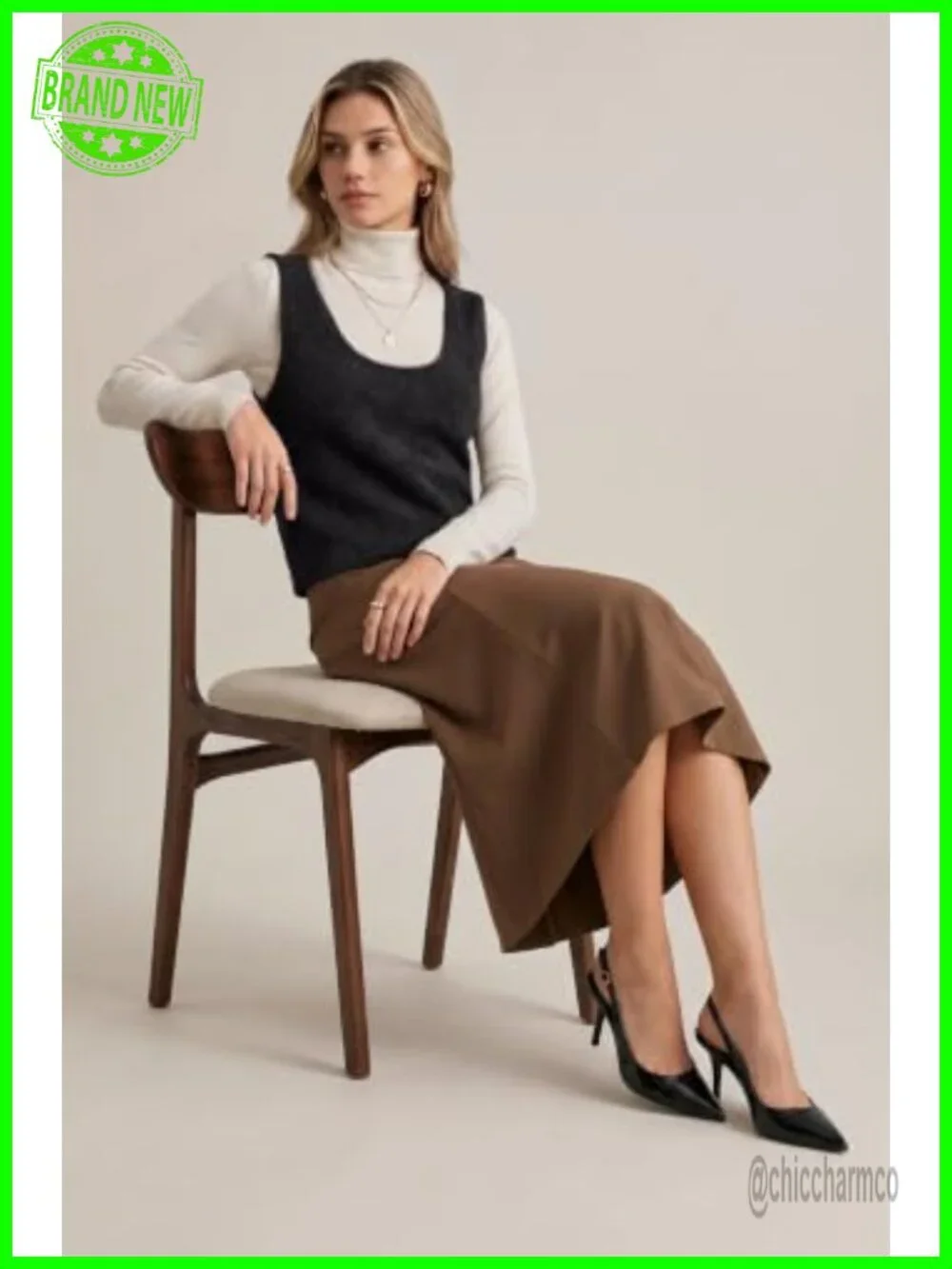 Wool Blend Cropped Textured Fall Work Sweater Vest